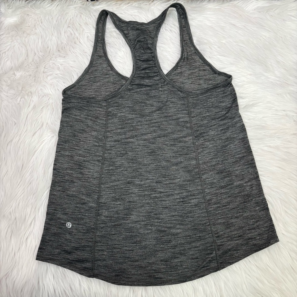 🍋Lululemon Our Sport Tank Size 8 Heathered Black Gray Relaxed Fit Lightweight